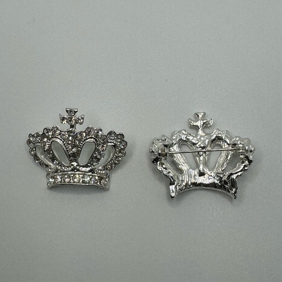 Jewelry - Brand New Princess Queen Crown Tiara Cross Brooch Clear Rhinestone.